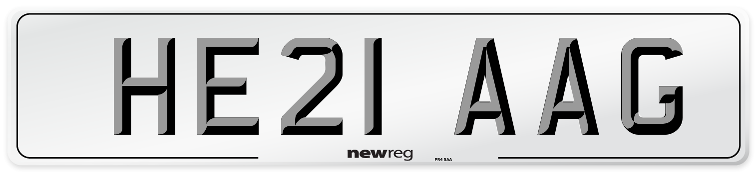 HE21 AAG Number Plate from New Reg